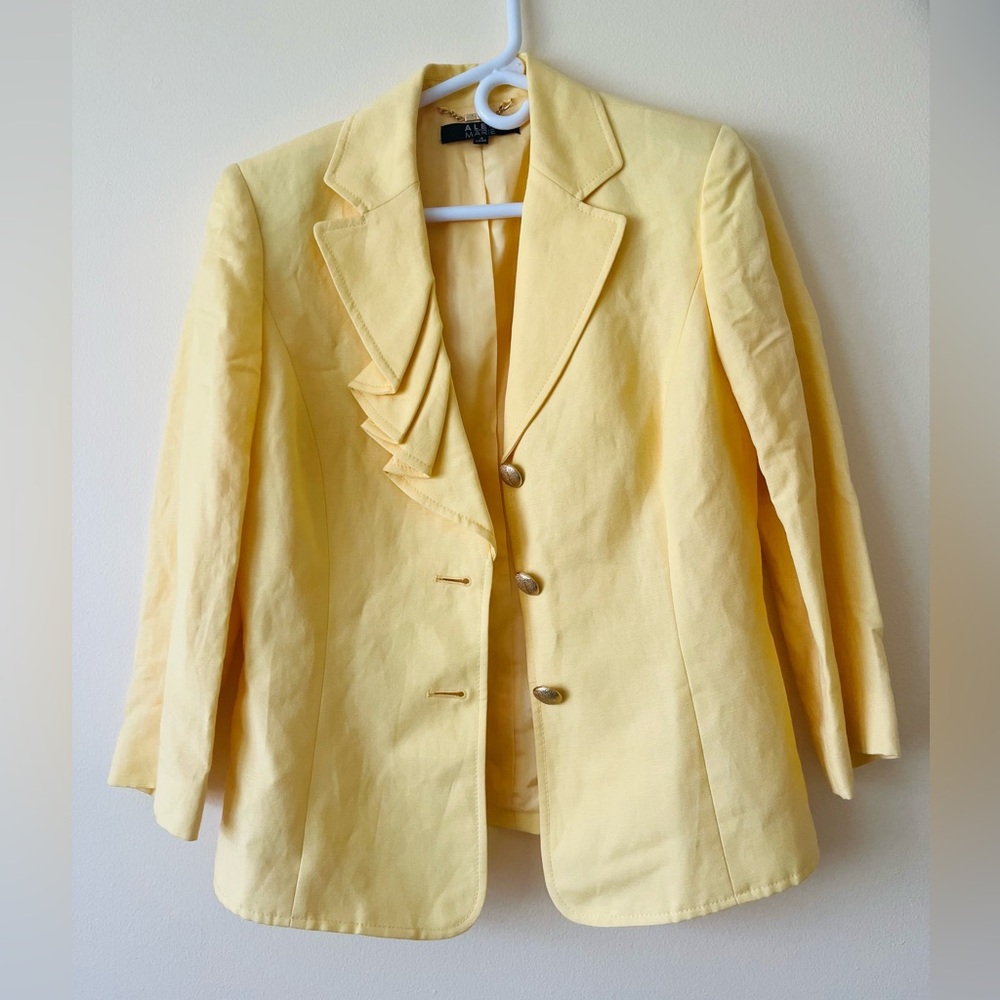 Alex Marie Linen Blend Yellow Spring Blazer Single-Breasted Size 4